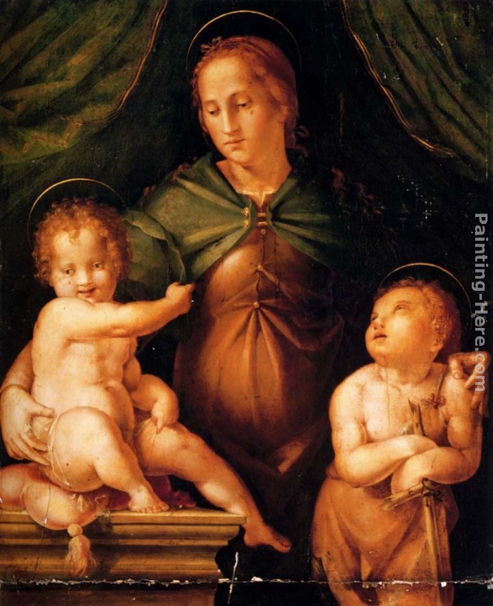 The Madonna and Child with the infant Saint John the Baptist painting - Pier Francesco Di Jacopo Foschi The Madonna and Child with the infant Saint John the Baptist art painting